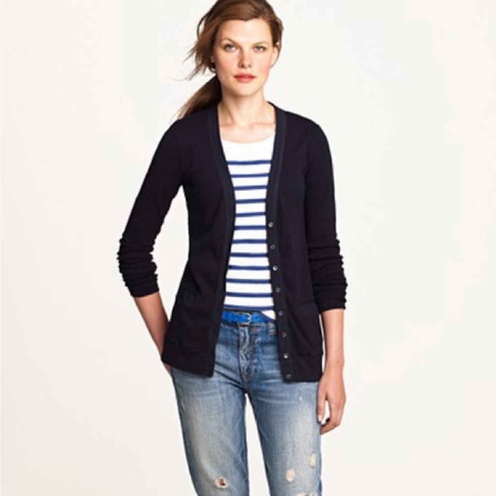 J Crew Perfect Fit Black Button Down Cardigan. Size Medium.